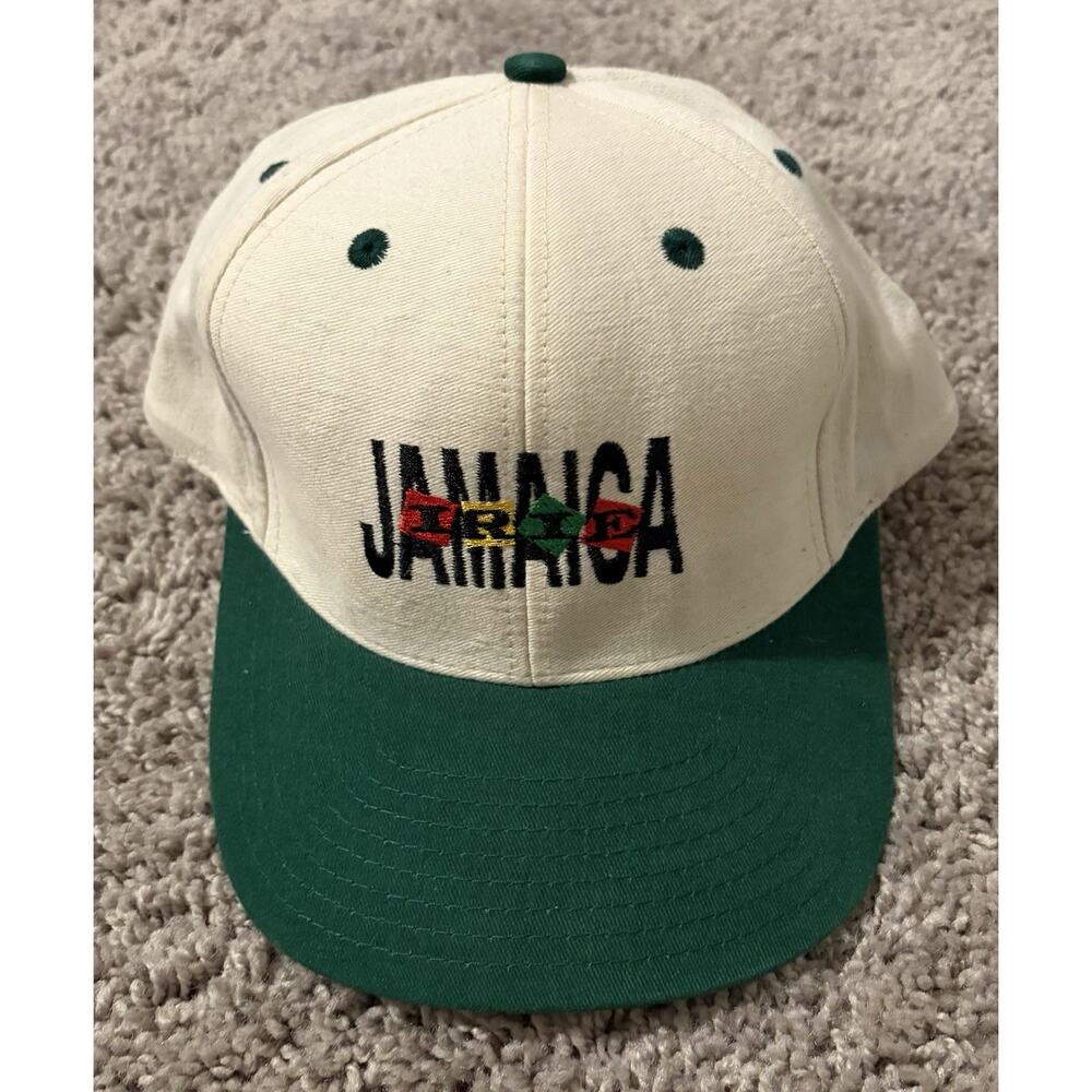Retro Sun Island Jamaica Green White Snapback Hat Adjustable Men One Size Casual